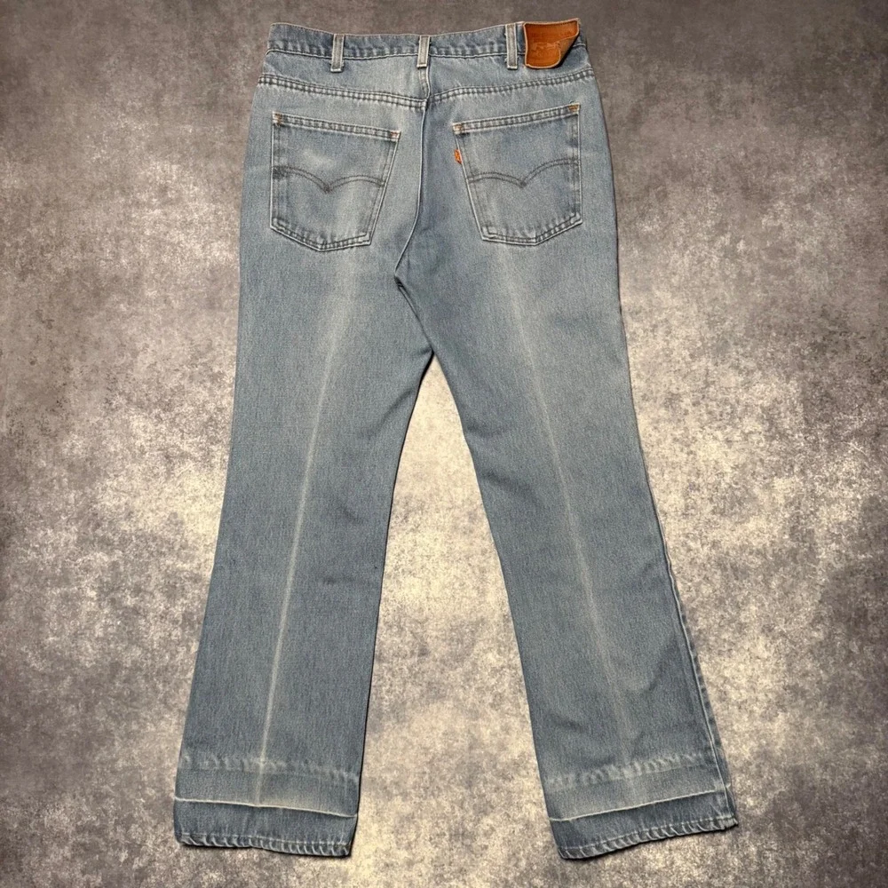 Vintage 70s Levis 517 Orange Tab‎ Mens Bootcut Jeans Light Wash 34x32 USA Made